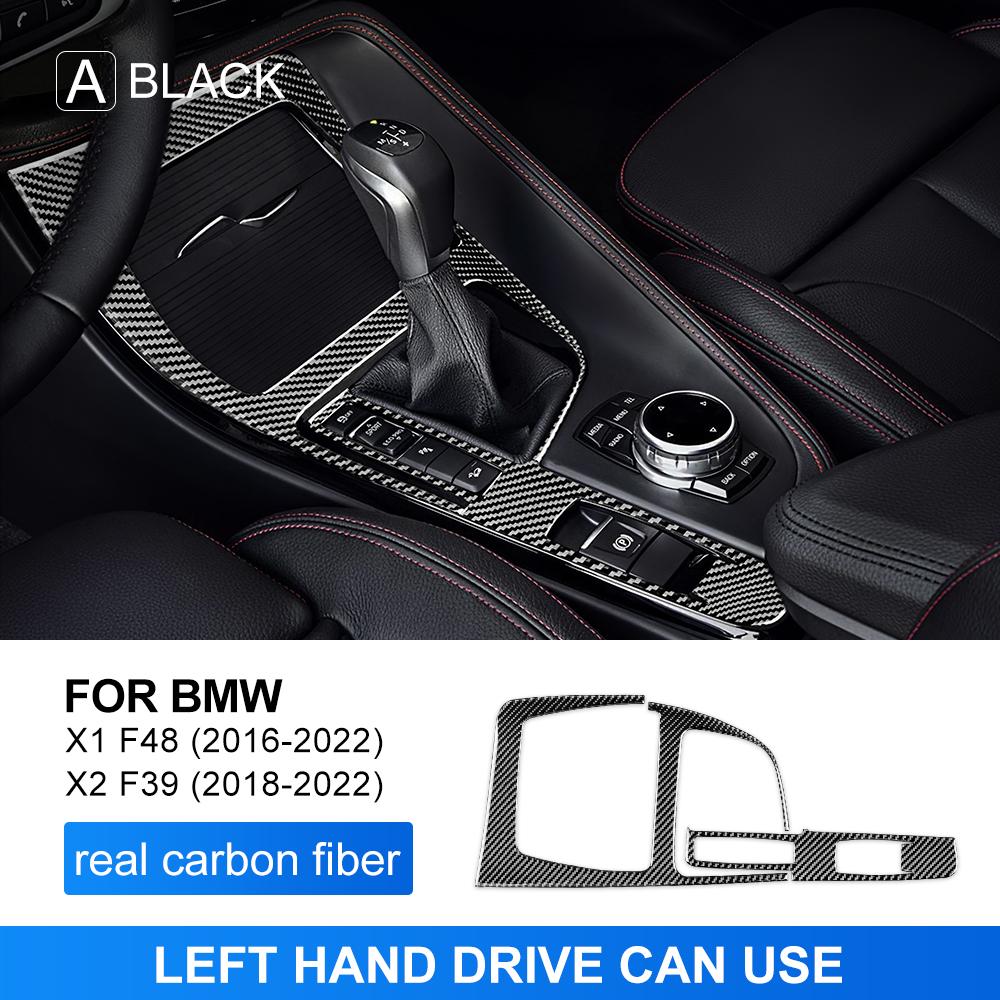 Real Carbon Fiber For BMW X1 F48 X2 F39 2018     Car Console Gear Shift Panel Frame Sticker Interior Accessories