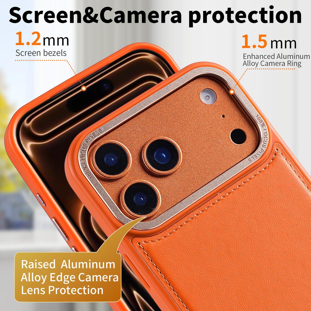 Magnetic Wireless Charging 2in1 Card Holder Phone Case for IPhone 18 17 16 15 14 13 Pro Max 17Air Leather Shockproof Cover