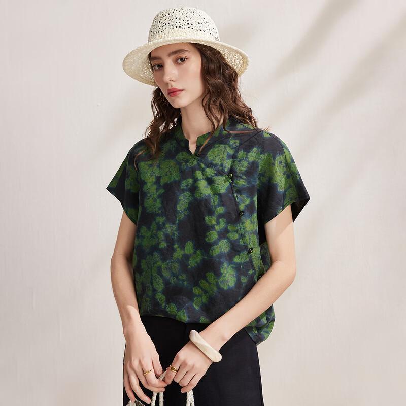 Zhaojun New Chinese Style Mulberry Silk Short Sleeve Top