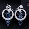 CMM Geometric Round Dangle Drop Long Royal Blue Earrings Luxury Women Wedding Evening Party Jewelry