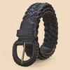 No-hole Vintage Braided Pin Buckle Belt, High Quality PU Belt, Unisex Casual Jeans Belt, Daily Commute All-match Waistband