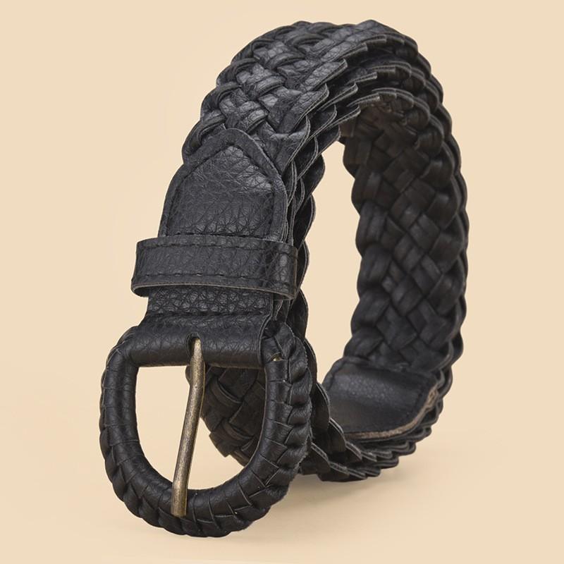 No-hole Vintage Braided Pin Buckle Belt, High Quality PU Belt, Unisex Casual Jeans Belt, Daily Commute All-match Waistband