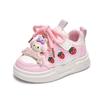 Spring new sports shoes with leather surface, cute strawberry cartoon design, non-slip, ultra-soft girls' sneakers, princess shoes