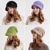 Short Brim Knitted Hat Soft Plush Ear Protection Casual Beanies  Women Girl