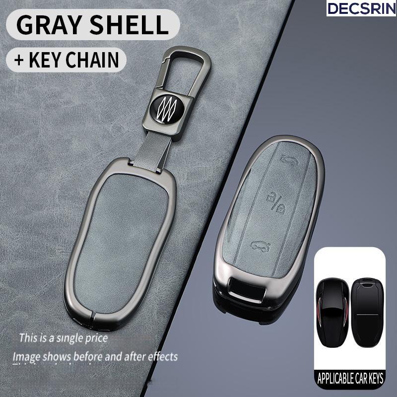 Zinc Alloy+ Leather Car Smart Key Cover Case Shell Fob for Tesla Model 3 Model Y X S Key Shell Bag Holder Protector Accessorie