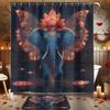 4pcs Festive Elephant Print Shower Curtain Set Decorative Bathroom Set Includes Shower Curtain Non-Slip Floor Mat Toilet