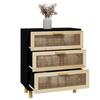 VidaXL Buffet Noir 60x30x70 cm Bois de pin massif et rotin naturel 345634