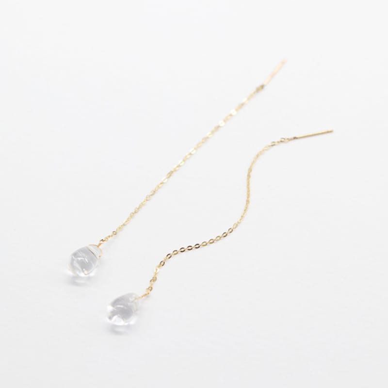OR D`OR 14K Water Drop White Quartz Drop Earrings