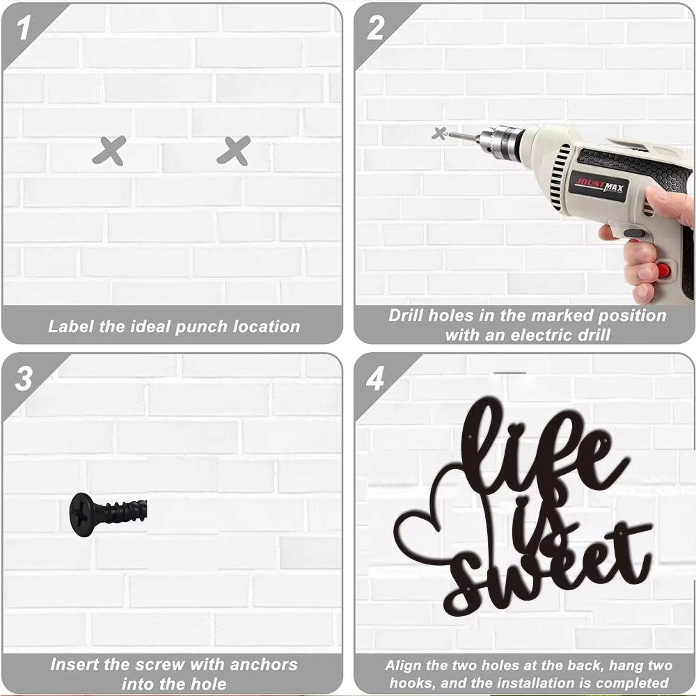 1pc "Life Is Sweet" Metal Wall Art Charming Wall Decor for Living Room, Bedroom, Office, & Dining Room Stylish Lobby Decoration