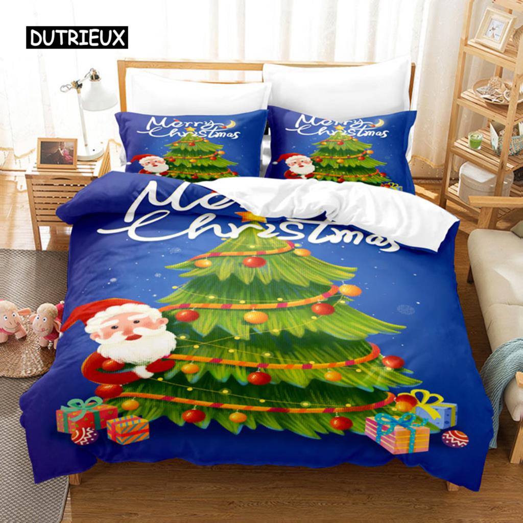 Noel Yatak Takımı Nevresim Polyester Yorgan Kılıfı Yastık Kılıfı 3D Queen King Çift Full İkiz Tek 3 Parça 2 Parça Yatak Odası