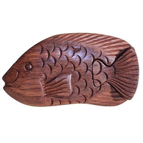 Wooden Puzzle Box, Fish Secret Compartment