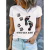 Never Walk Alone Women's Tee - Floral Paw & Footprint Graphic, Pet Lover Casual Top
