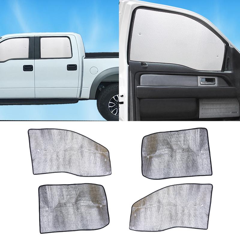 

4pcs/set Car Side Window Sunshade Sun Shield UV Block Silver Fit For Ford F-150 2009 2010 2011 2012 2013 2014 Aluminum Foil