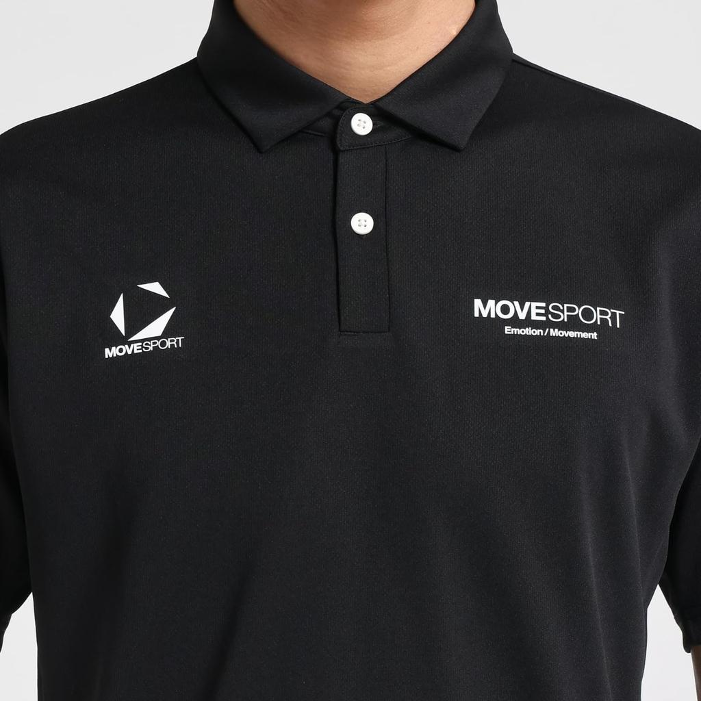 Move Sports Short Sleeve Polo Shirt Descente Short Sleeve Stretch Training BK00 [Amazon Exclusive] Men's Sweat-Wicking, Quick-Drying, Shirt,