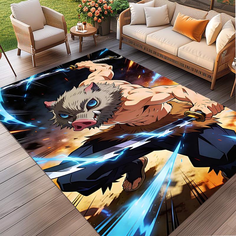 Demon Slayer Print Rug, Washable Floor Carpet, For Entryway Dorm Laundry Room Office Study, Home Decor Birthday Christmas Gift
