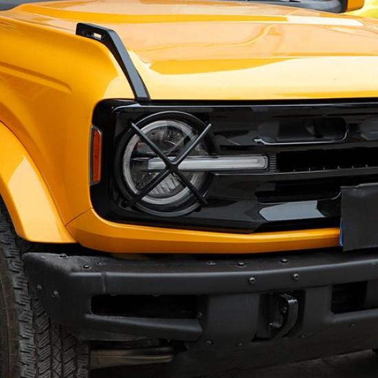 Headlight Cover Head Lamp Guard Protector Trim For ford Bronco +Black ABS