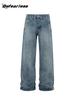 Unisex Retro Bootcut Jeans: 15.5oz Washed Heavyweight, Loose Fit Casual Pants