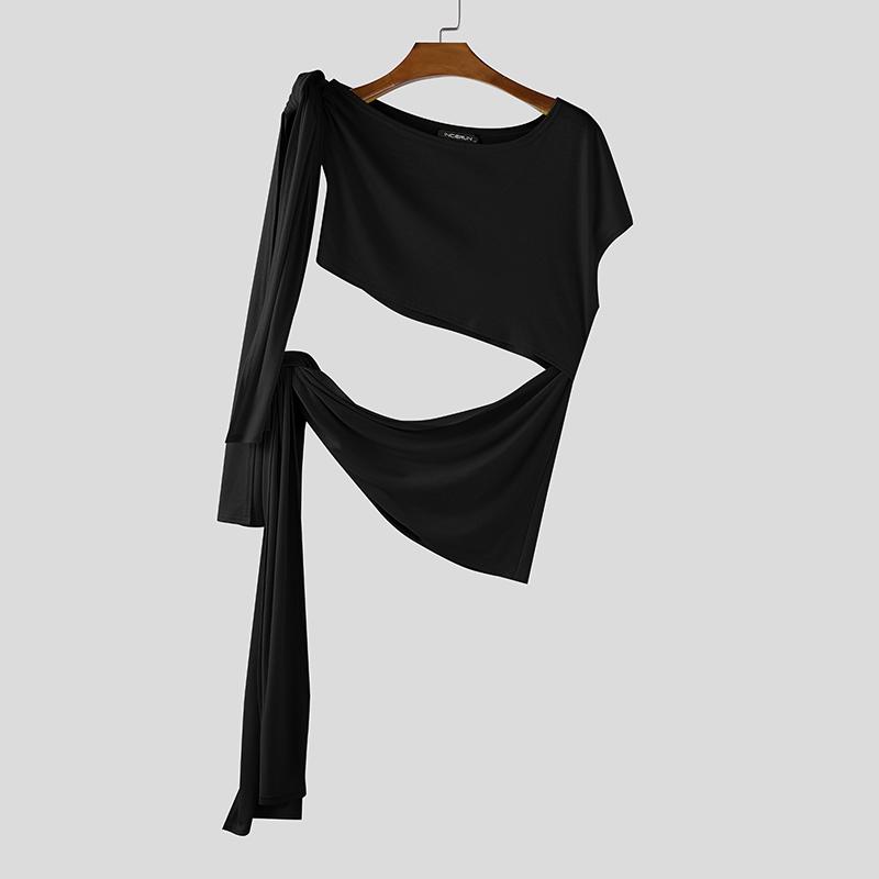 

INCERUN Men Scoop Neck Cutout Sleeveless Bandage Twisted Cropped Tank Tops 4XL