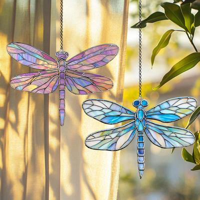 Décoration suspendue libellule en acrylique, Attrape-soleil insecte coloré, Pendentif pour chambre à coucher salon, Décorations de fenêtre pour maison jardin cadeau