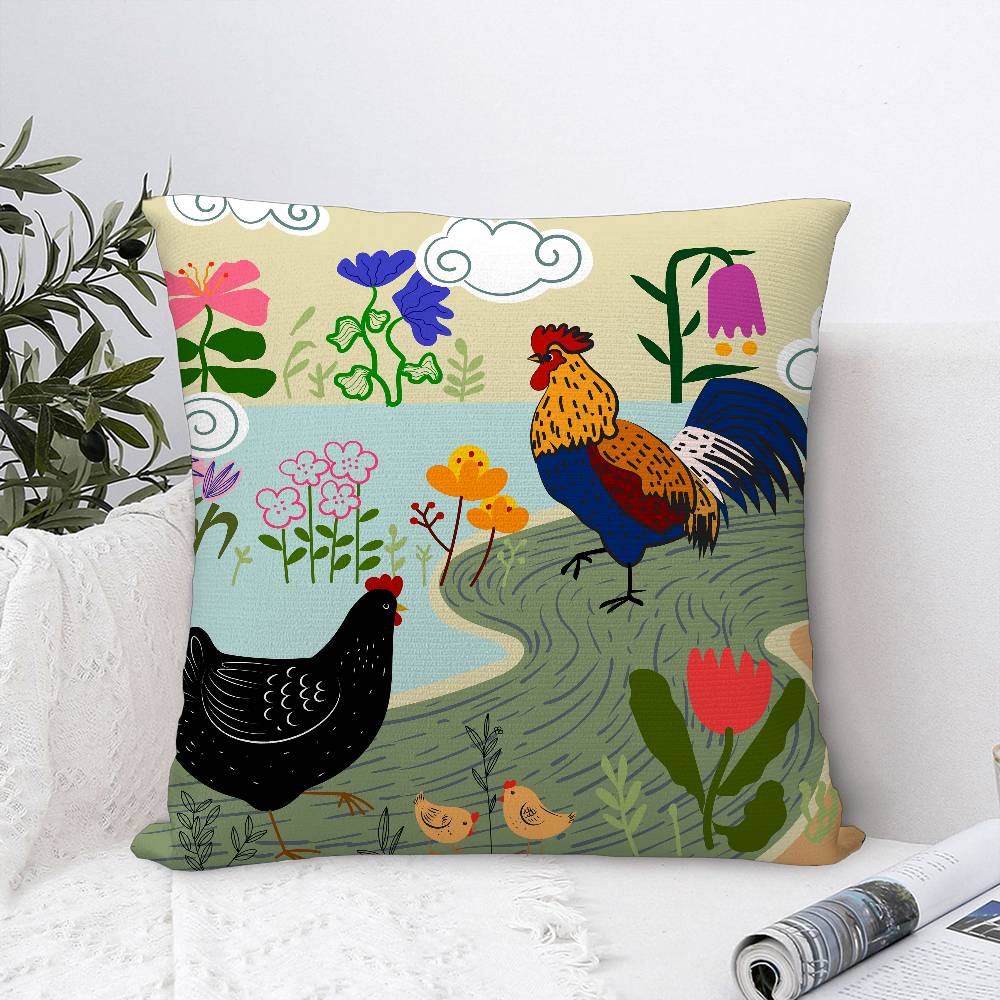 

Наволочка для подушки с дудл-артом петуха, декоративная для дивана, для дома, двусторонняя печать, плюшевая, квадратная, накидка для подушки, декор, наволочка 12x12in 30x30cm