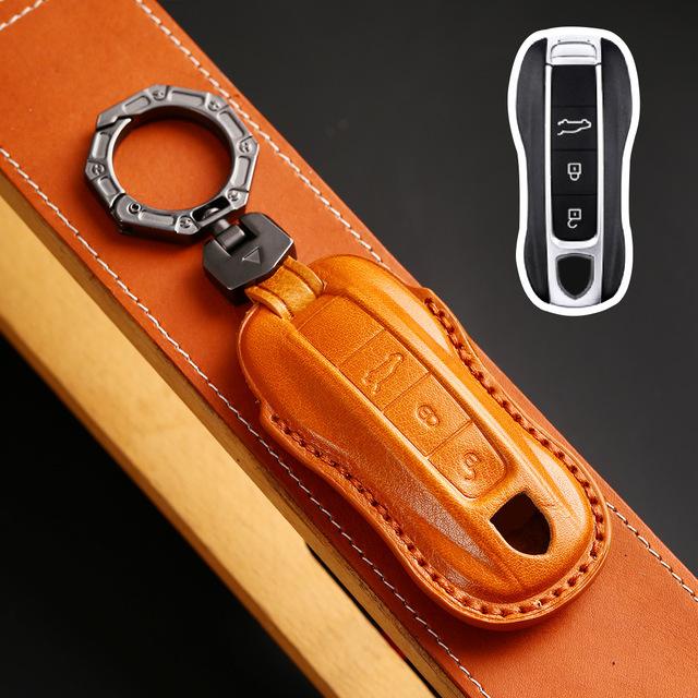 

Leather Car Key Protective Case Keyless Cover Key Shell For Porsche Boxster 718 Cayman Cayenne Panamera Macan 911 Accessories
