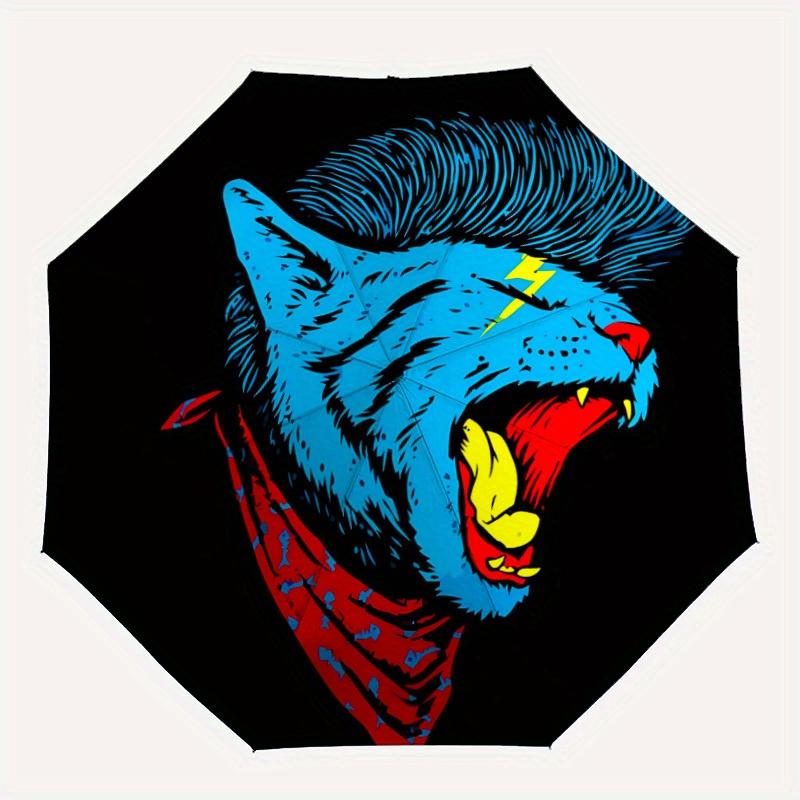 

1pc Panther Rocker Auto Open/close, All-Season Portable Folding Umbrella for Women & Men, Travel, Everyday, Formal Events - Compact Luxury Parasol, Ou