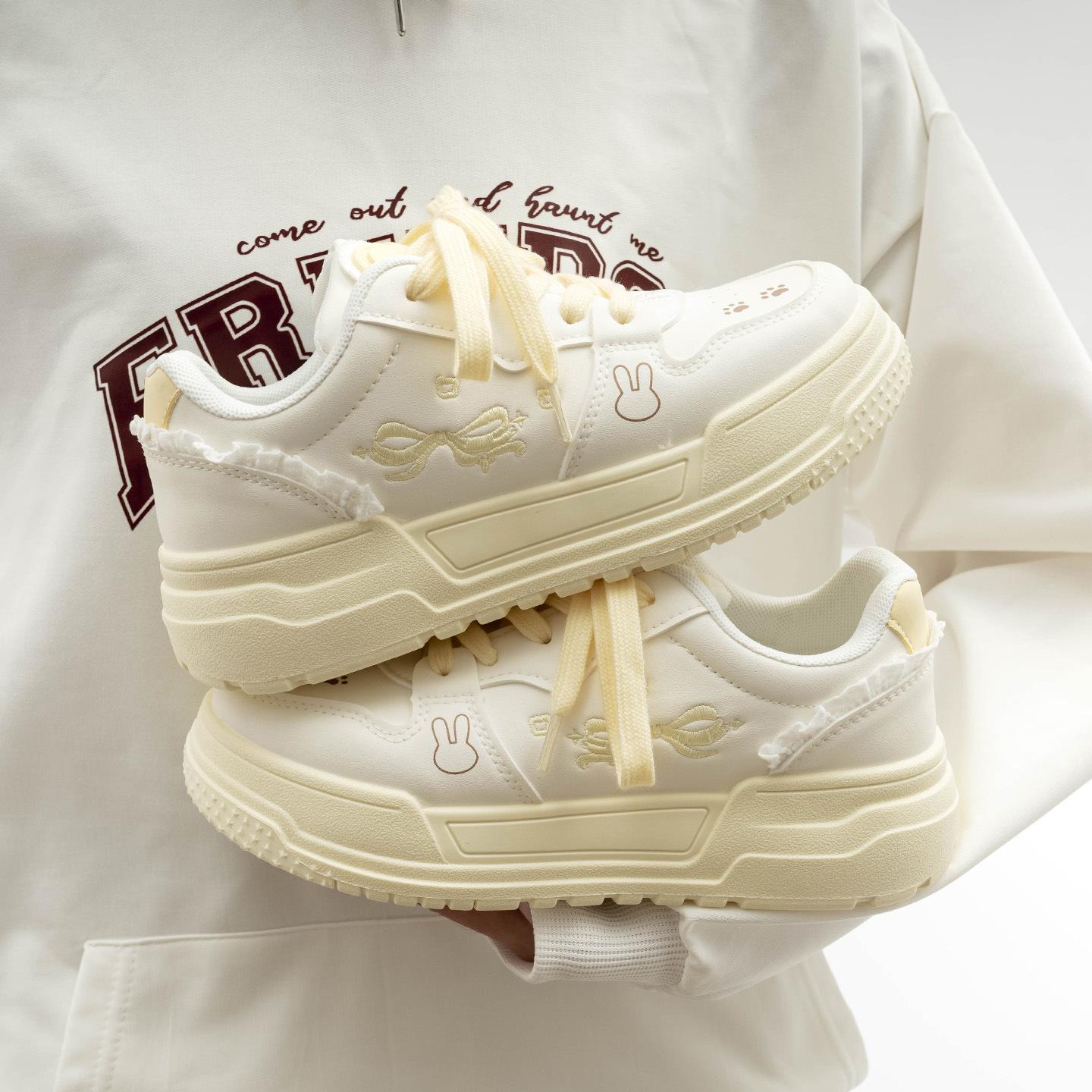 Белые кроссовки Belle с принтом маленькой лапки на толстой подошве, осенняя модная бомба, легкие повседневные спортивные кеды 40