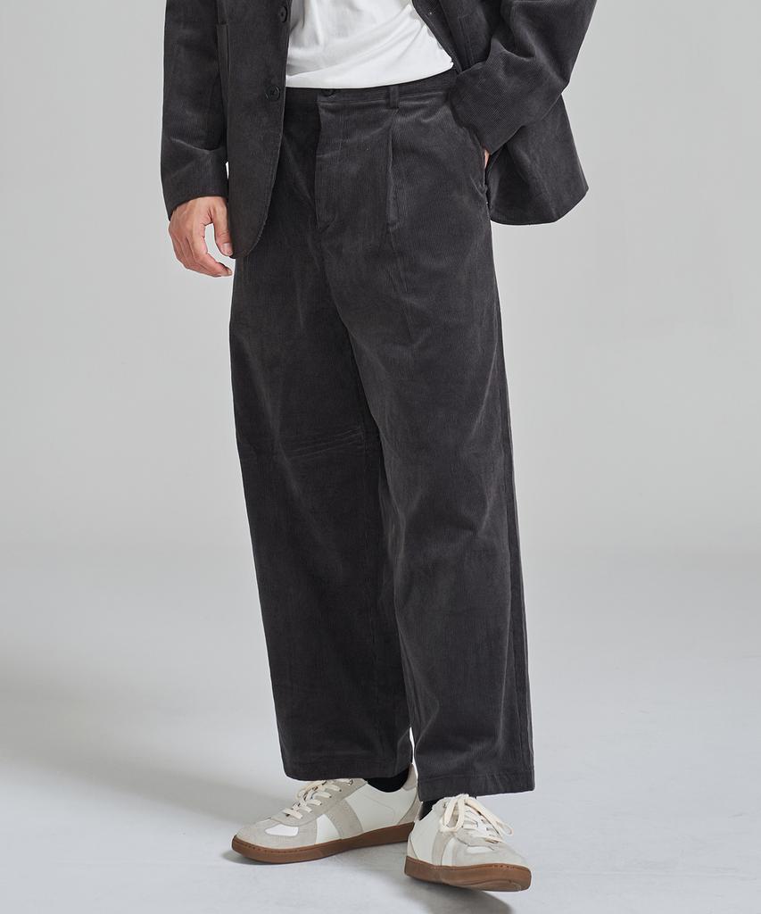 PRAIRIE Corduroy Wide Slacks (Charcoal)
