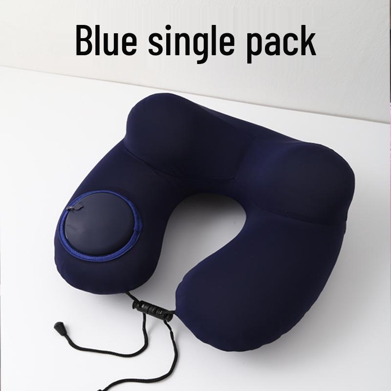 U-förmiges Reise-Nackenkissen - Zum Aufblasen drücken, Tragbare Stütze für Flüge und Geschäftsreisen