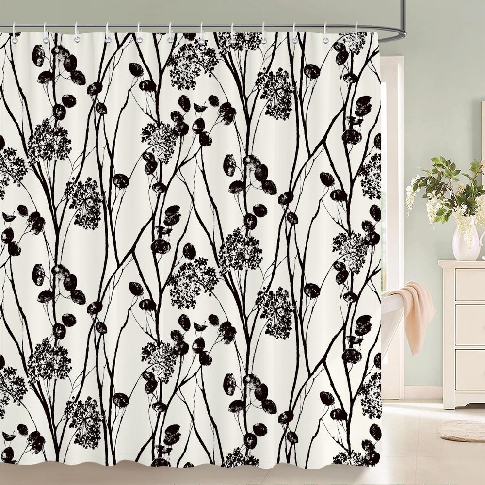 Plants Tree Leaves Shower Curtains With Hooks Home Decoration For Floral Bathroom Curtain Polyester Fabric Bath Curtain