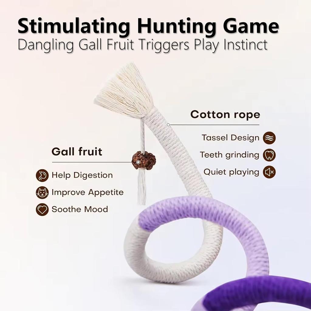 1PC Cat Toys Chew Rope Safe Teeth Cleaning Toy for Indoor Kittens, Interactive Cat Nip Kitty Toys for All Breeds