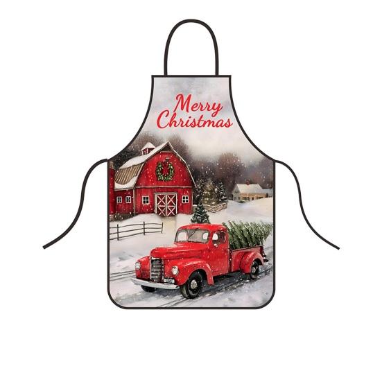 Christmas Apron Festive Holiday Print Apron with Pocket for Cooking Serving Adjustable Neck Strap Kitchen Apron for Cooking Gardening Server Waitress