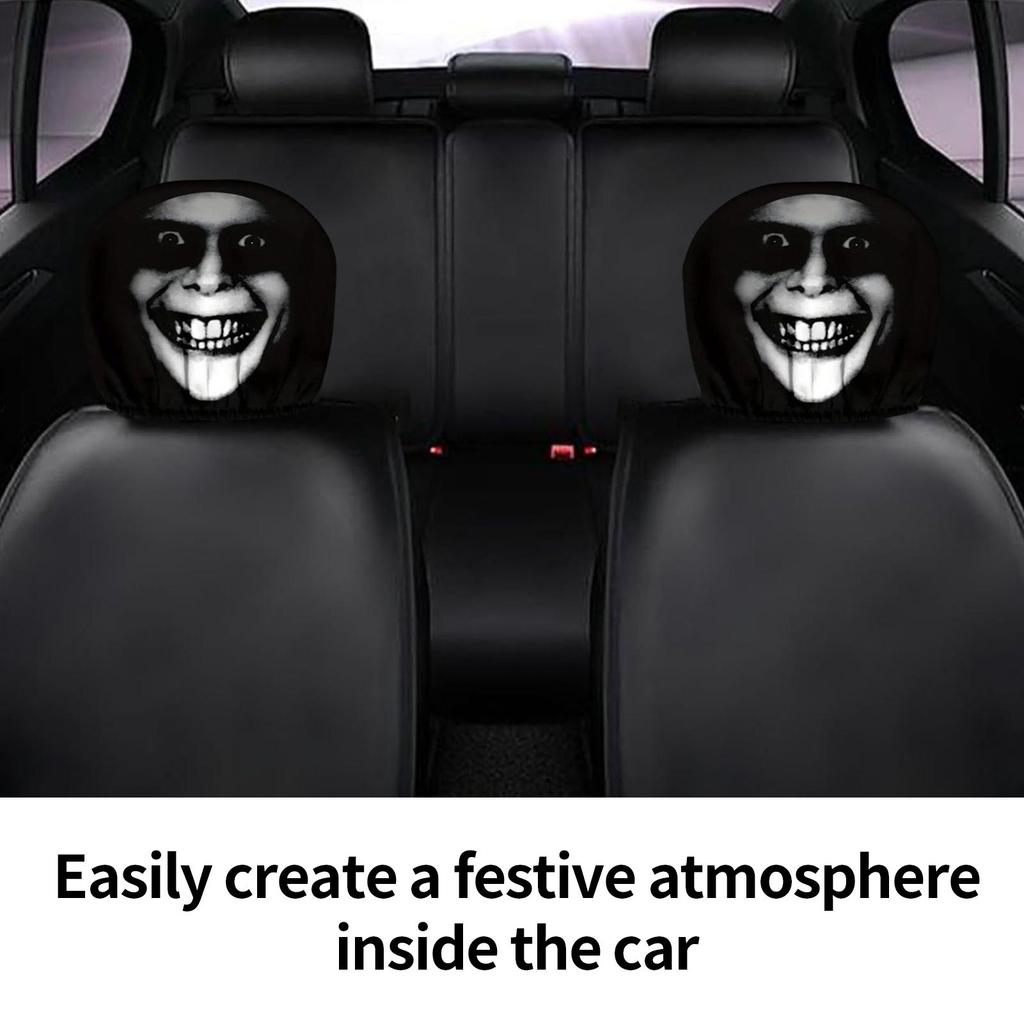 2pcs Car Headrest Protector Soft Car Headrest Cases Halloween Funny Smile Face Protector Vehicle Accessories for Auto Seats