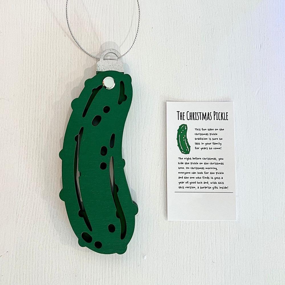 Wooden Pickle Money Holder Unique Christmas Tree Pickle Ornaments  Party Supplies
