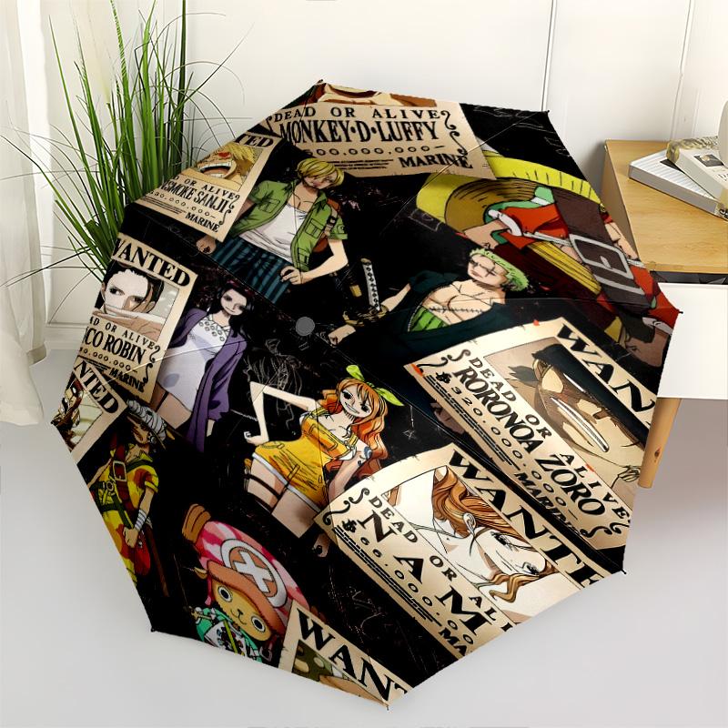 1 Stück Automatischer Faltregenschirm - Anime One Piece Muster Tragbares faltbares Design Mit 8 Rippen Weihnachts-Geburtstagsgeschenke