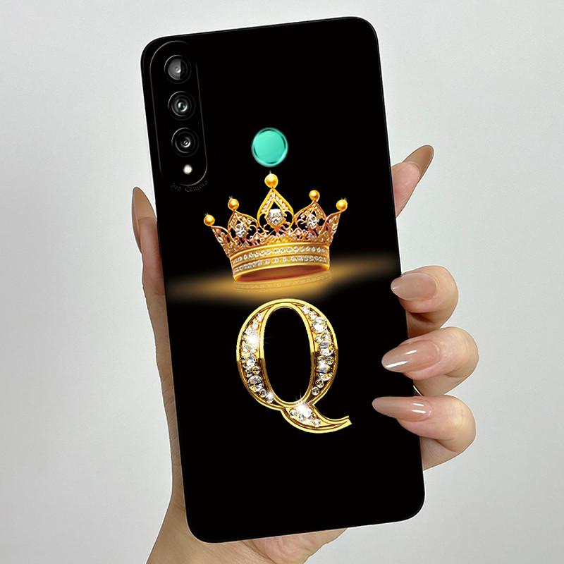 For Huawei Y7p P40 Lite E ART-L28 ART-L29 Fashion Initial Letter Couple Phone Case Y7P 2020 Soft Silicone TPU Protective Casing