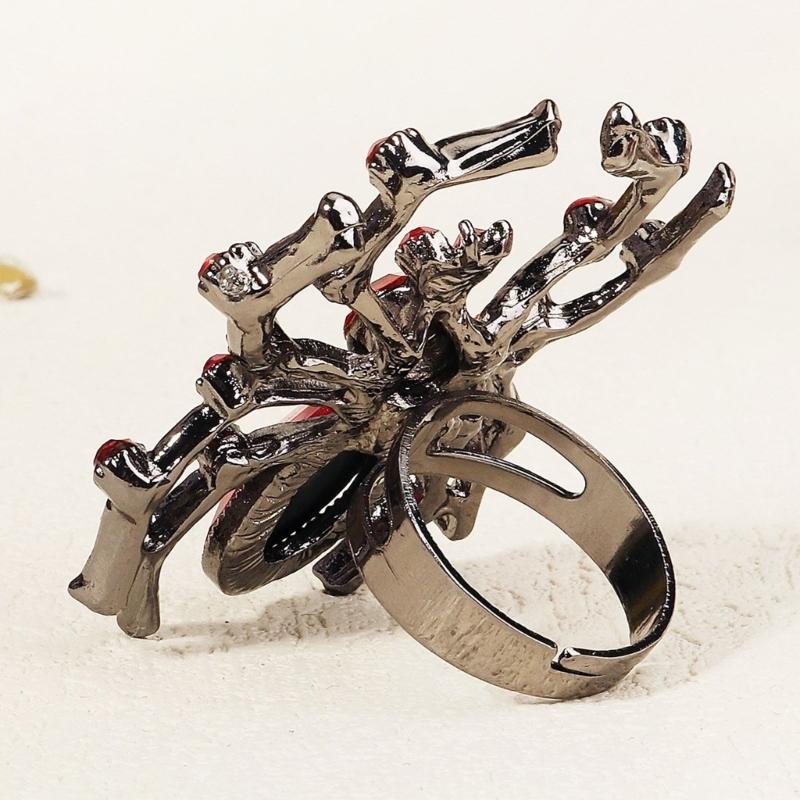 Diamond Spiders Shape Hairpin/Earring/Rings Set Halloween Hair Clip for Vacation Carnivals Ponytail Bangs Hairpin Girl