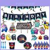 Among Us Theme Birthday Party Supplies Decoration Kids Plate Banner Tablecloth