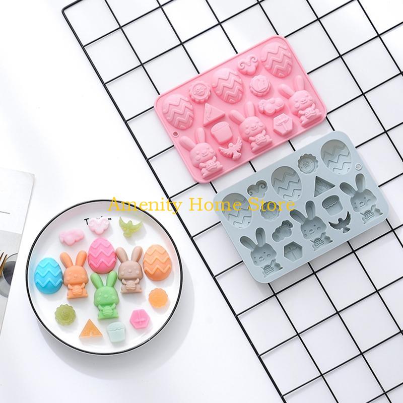 F26C Multi Use Silicone Mold Rabbit Theme Egg Shaped Silicone Mold Baking Tool Gift
