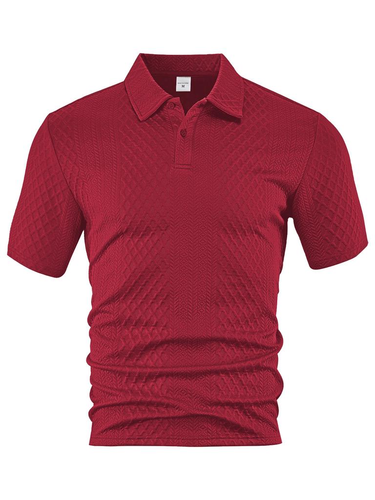 European and American Men's Clothing Summer Thin Loose Breathable Casual Solid Color Jacquard Lapel Short-sleeved Men's Polo Shirt