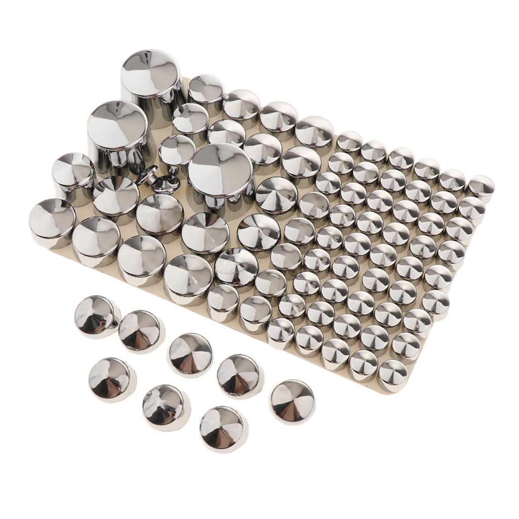 87x Motorcycle Chrome ABS Bolt Toppers Caps
