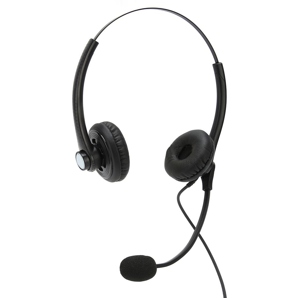 Wired Noise Reduction Binaural Business Headphone with Mic for Call Center Customer Service