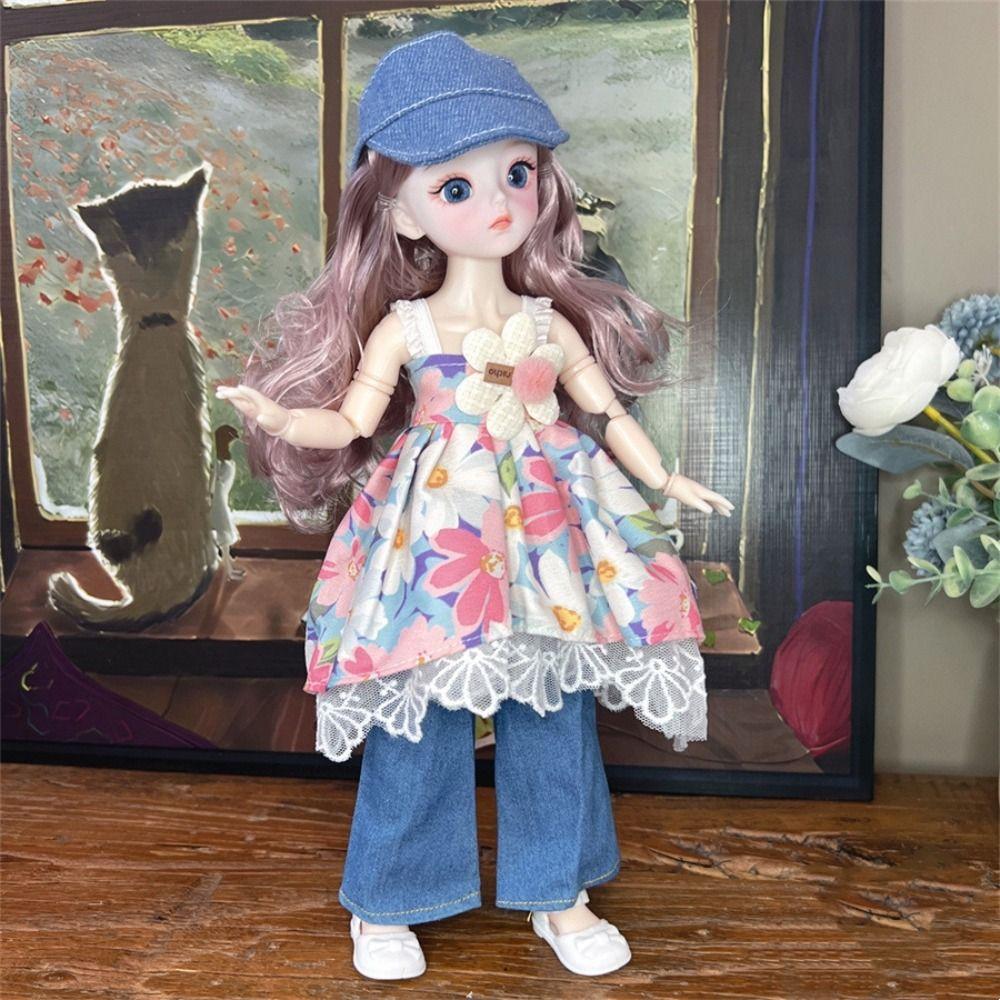 1 Set Attractive Eyes Dress Up BJD Dolls Long Hair Makeup Ball Joint Doll Babies