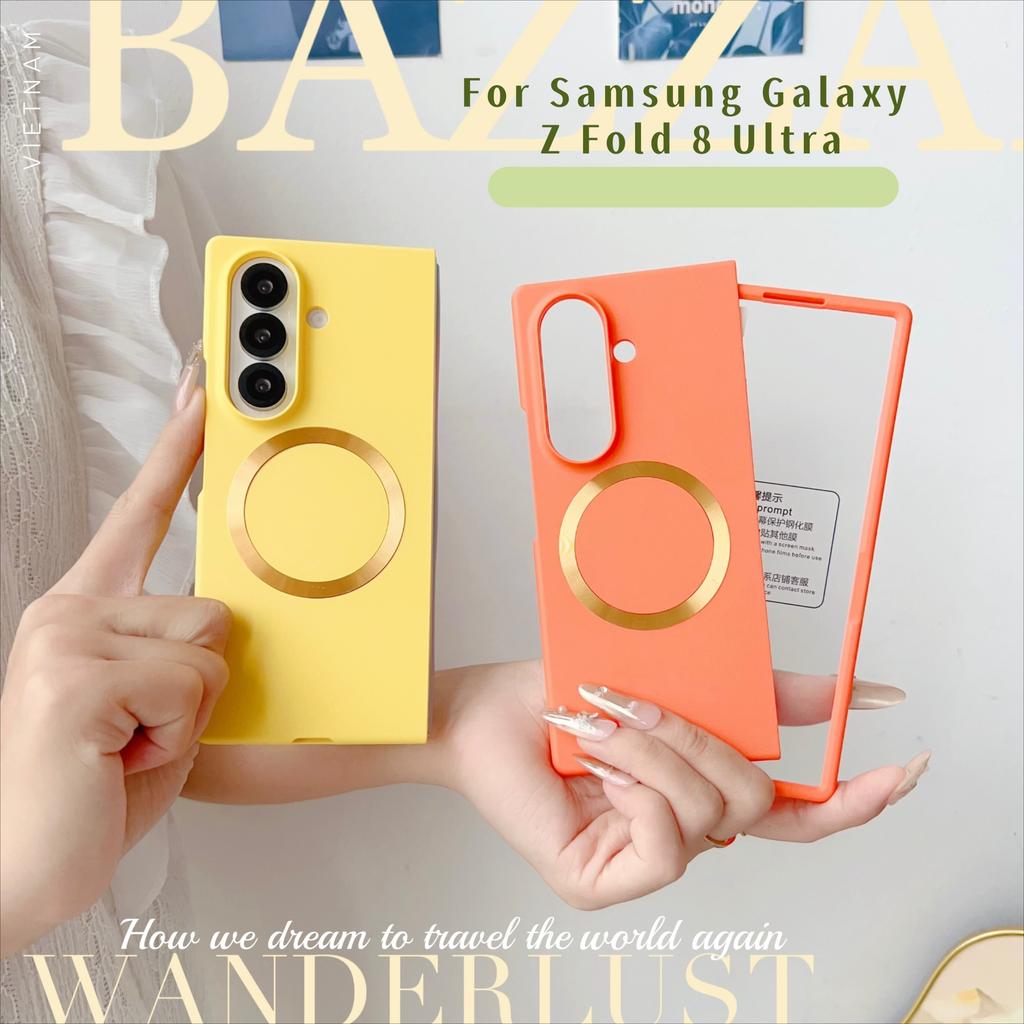 Magnetic Color Skin Feel PC Case for Samsung Galaxy Z Fold 8 Ultra 7 6 5 for Magsafe Wireless Charging Screen Film Protect Cover