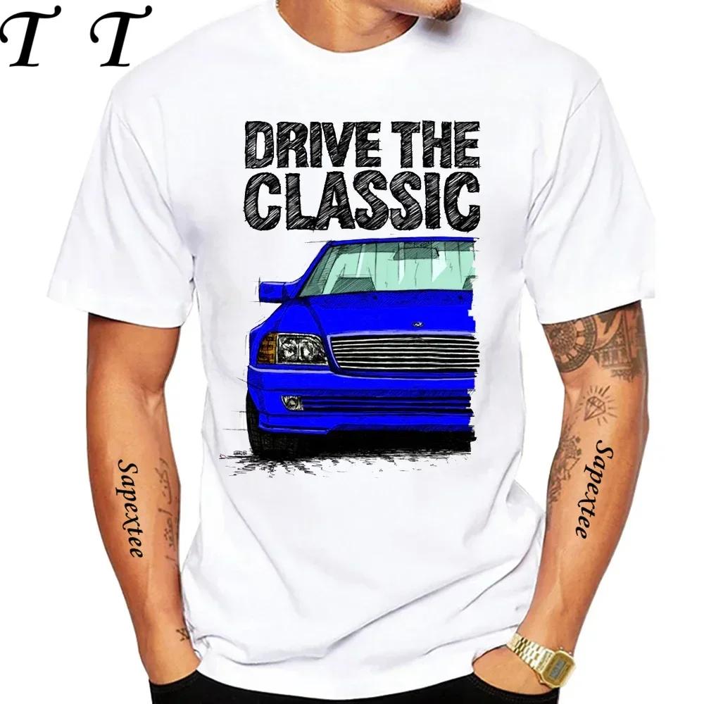 New Men Short Sleeve Drive The Classic Germany Old W123 W124 R129 Tshirt Hip Hop Boy Casual White Tops 70s Vintage Car Tees