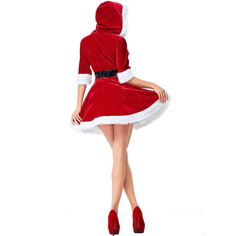 Christmas Puff Princess Dress Santa Theme Party Costume Women Festive Event Wear