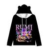 Huntrix Dívčí Mikina s Kapucí s Kočičíma Ušima Kreslená K-Pop Démonští Lovci Stahovací Šňůrka Silná Pulovr Zoey Rumi Mira Středně Dlouhá Teplá Mikina