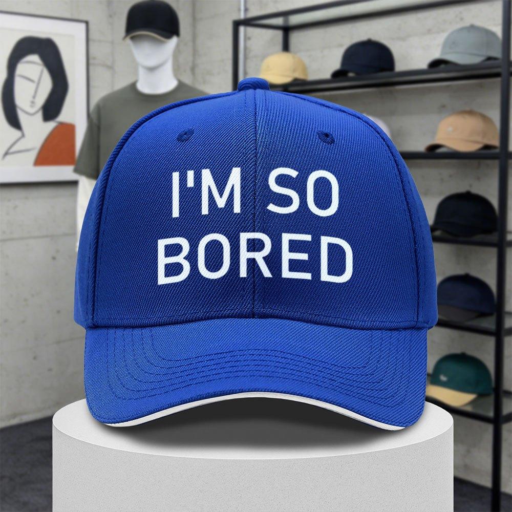 IM SO BORED Letter Print Baseball Cap Adjustable Duckbill Hat for Unisex Women Lightweight Sports Fishing Party Gift
