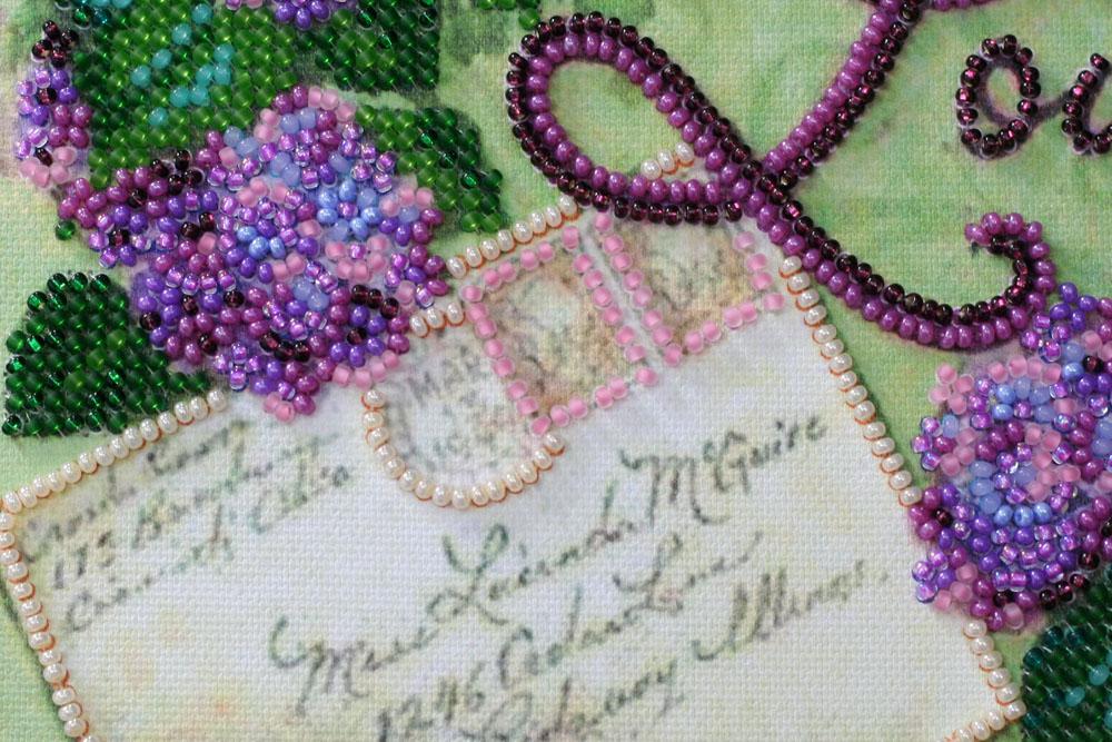 Mini Kit for Embroidery with Beads On Natural Artistic Canvas Abris Art Believe Love Dream