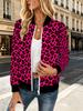 Women's Jacket Zip Shirt Women's Baseball Uniform Jacket Coat Bright Pink Black Panther Pattern